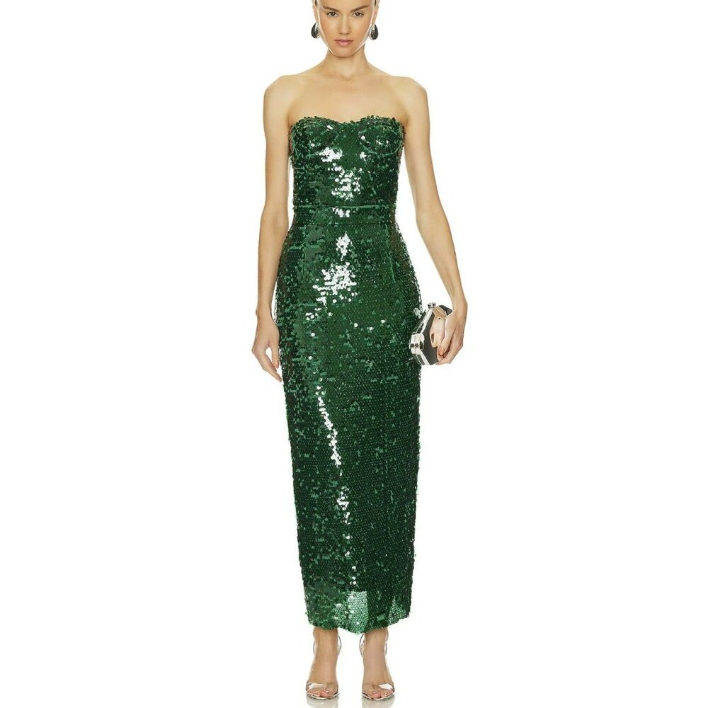 The New Arrivals $1380 Ilkyaz Ozel Monique Strapless Sequins Maxi Dress Size Sma
